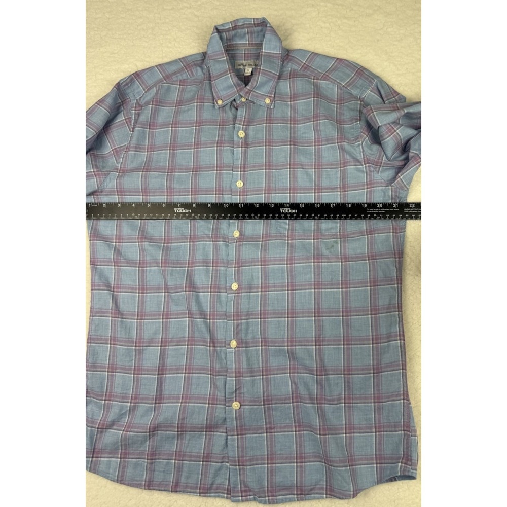 Peter Millar Summer Comfort Blue & Purple Plaid Button Down Shirt Sz Medium - Picture 3 of 8